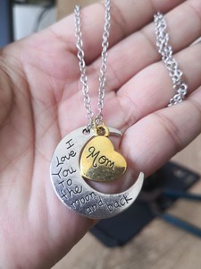 HX021 Yiwu Huilin gioielli Design personalizzato ti amo alla luna e alla luna posteriore a forma di luna e collana a cuore mamma - Product Image 6
