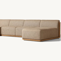 Conjunto de Sofás Modulares de Madera en Forma de U y L para Exteriores, con Cojines Impermeables, Modernos y de Lujo para Patio de Villa, Sala de Estar, Dormitorio y Ocio