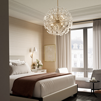 Lustre moderne de luxe, grand luminaire suspendu au plafond, cadre en laiton avec pétales en verre, pour salon, décoration de la maison