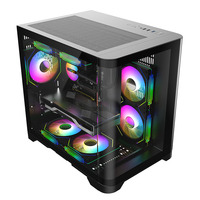 Casing Komputer Gaming Kubus Lebar Pasokan Pabrik, Desain Kaca Lengkung Modis, Casing PC Gamer, Kabinet PC Micro ATX