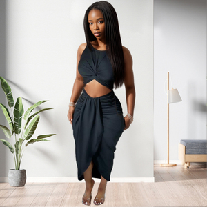 Nouvelle robe tulipe moulante décontractée à découpes irrégulières pour femme – Tendance mode - Product Image 4