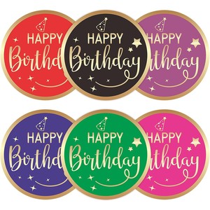 Pegatinas de regalo de cumpleaños, etiquetas decorativas redondas de papel para decoración de fiestas, estilo elegante, impresión digital, respetuoso con el medio ambiente - Product Image 4