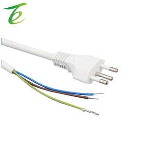 Kabel listrik steker Brasil persegi 0.75 tiga-inti ekor telanjang tembaga murni putih lurus tiga steker Brasil - Product Image 1