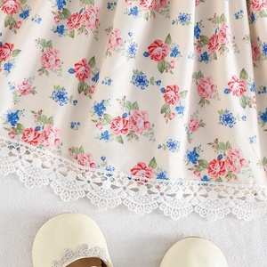 Vestido de Verano para Niña con Estampado Floral, Cintura Fruncida, Dobladillo de Encaje, Estilo Princesa - Product Image 4