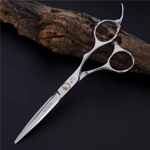 Ciseaux de coiffure professionnels en acier inoxydable 440C, lame tranchante Cr5.5, manche moyen, qualité salon, ciseaux plats argentés - Product Image 3