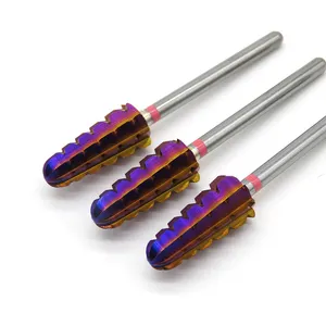 Rts 3/32" Volcano One Way Two Way Purple Plating 7mm Tungsten Carbide E File Nail Drill Bit