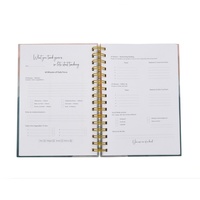 Agenda journalier, hebdomadaire et mensuel avec reliure spirale dorée, couverture rigide, impression personnalisée