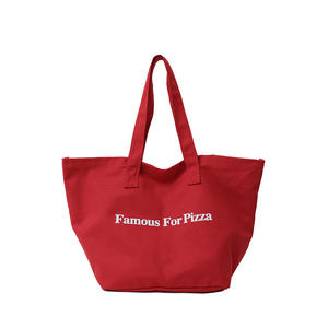 Özel Logo baskı büyük Tote çanta sıcak satış kırmızı büyük tuval logosu nakış omuz çantaları kadın alışveriş çantası - Product Image 2