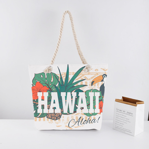 <span class=keywords><strong>Sac</strong></span> fourre-tout Hawaii grande capacité pour dames île Souvenir toile voyage surf <span class=keywords><strong>sac</strong></span> de plage fermeture éclair pliable caractéristique lettre - Product Image 1