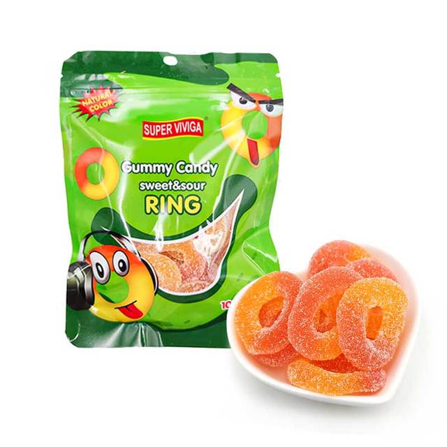 Colorful Ring Shape Sugar Coated Sweet Sour Jelly Gummy Candy
