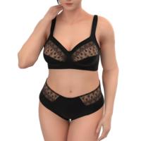 Ensemble soutien-gorge push-up à armatures et culotte en dentelle brodée sans couture, grande taille, pour femme