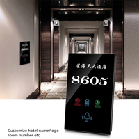 Plaque de porte tactile LED intelligente, plaque de porte électronique, numéro de chambre, taille personnalisable, rétroéclairage multicolore, indice de protection IP53 pour hôtel