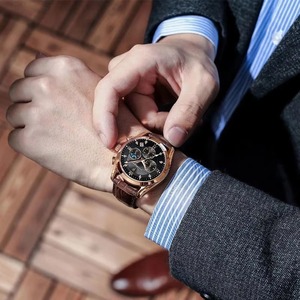 Montre pour homme Drioshipping, étanche, lumineuse, sport, quartz, cuir véritable, Relojeshombr - Product Image 4
