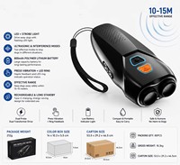 Répulsif à ultrasons pour chien portable, rechargeable, lampe torche LED, double sonde, dispositif anti-aboiement pour la promenade et l'entraînement en extérieur