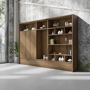 WESOME офисная мебель книжный шкаф шкафы для гостиной большое хранилище деревянная Современная промышленная панель Многоуровневая высота 7 футов