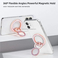 Support de téléphone magnétique de luxe à paillettes, double face, à ventouse, en alliage de zinc, avec anneau et design à colle scintillante pour iPhone 16 17 18 Pro