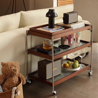 Table basse mobile moderne avec étagère de rangement et roulettes pour salles à manger et salons - Bois durable et écologique