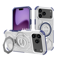 Coque de téléphone Lichicase à double matériau robuste avec béquille pour Realme 15 15Pro, coque arrière magnétique