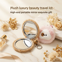 Porte-clés miroir de maquillage en forme de chiot, mignon et portable, miroir de beauté pliable double face