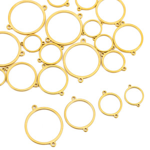 Anneau de connexion rond en acier inoxydable plaqué or 18 carats pour la fabrication de boucles d'oreilles, accessoires de bijouterie WLL472 - Product Image 4