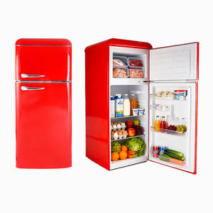 210L A+ Energiezuinige Rode <span class=keywords><strong>Retro</strong></span> Stijl Koelkast Tweedeurs Bovenvriezer Dubbele Deur Koelkast - Product Image 2
