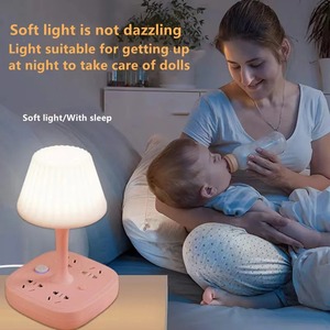 Lámpara de mesa con enchufe convertible multifuncional, lámpara de noche para dormitorio, atenuación de tercer engranaje, carga USB - Product Image 2