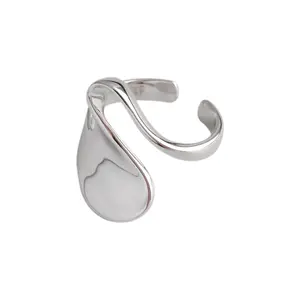 Abstract wave minority ring s925 sterling silver adjustable size newest design