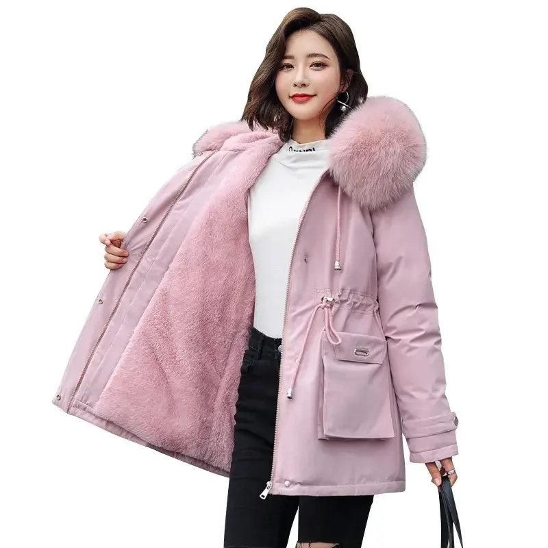 2022 New Winter Jacket Warm Fur Collar Thick Overcoat Ladies Long Hooded Parkas Women's Jacket Clothes Snow Wear Coat for Women