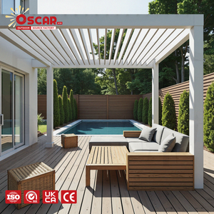 Pérgola de aluminio fija para balcón exterior con bloqueador lateral automático para patio, <span class=keywords><strong>terraza</strong></span> y jardín - Product Image 1