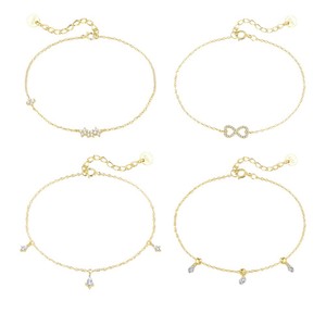 Minimalist 18K Gold Plated Chain <b>Bracelets</b> With Crystal Rhinestones <b>Infinity</b> And Teardrop Design For Women Everyday Wear - Product Image 1