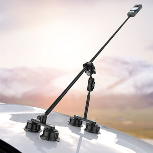 Soporte para Coche de Aleación de Aluminio con Triple Ventosa, Palo Extensible para Selfies, Rotación de <span class=keywords><strong>360</strong></span> <span class=keywords><strong>Grados</strong></span>, Impermeable, Liberación Rápida - Product Image 1