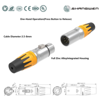 Connecteur XLR 5 broches étanche IP65 pour extérieur, contacts en alliage de cuivre, prise mâle/femelle, connecteur de câble audio 5 broches