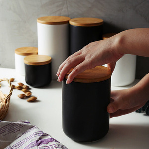 Bocaux en céramique pour le thé, le café et le sucre, design moderne, logo personnalisé, récipients de stockage alimentaire - Product Image 2