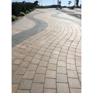 SHIHUI Caminhada Maneira Barato G654 Flamed Tumble Tijolo Driveway Pavers Calçada Pavimentação Pedra Granito Cobblestone Driveway Pavers Malha