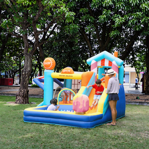 Màu xanh tuyết và băng theo chủ đề <span class=keywords><strong>Inflatable</strong></span> Trampoline bouncy lâu đài với đường hầm trượt đa chức năng thiết kế trò chơi công viên cho nhiều dịp - Product Image 4