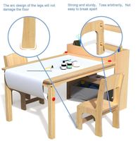 Table d'activités et 2 chaises en bois pour enfants, bureau d'artisanat portable, organisateur de fournitures artistiques pour enfants