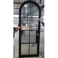 Puerta de Arco de Acero de Nuevo Diseño, Ventanas Interiores de Vidrio, Puerta Francesa de Vidrio Grande