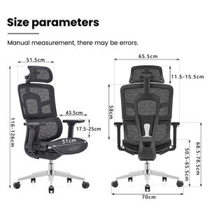 <span class=keywords><strong>MEETCO</strong></span> Chaise de Bureau Ergonomique Entièrement en Tissu Mesh avec Appui-tête Réglable et Pivotante, Fauteuil Inclinable Moderne, Option Économique - Product Image 2