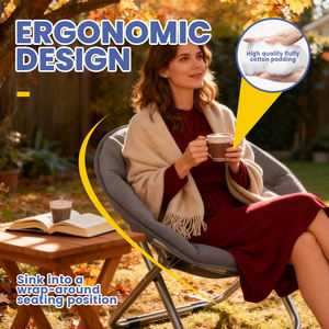 เก้าอี้เหล็กทรงดวงจันทร์พับได้สะดวกสบายพร้อมความจุ130กก. สำหรับบ้านสำนักงานโรงแรมดีไซน์ทันสมัยสำหรับการตั้งแคมป์กลางแจ้งและชายหาด - Product Image 3