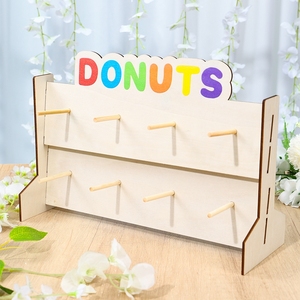 <span class=keywords><strong>DIY</strong></span> 木製ドーナツスタンド 35x33cm ドーナツディスプレイラック 結婚式 誕生日パーティー デザートテーブル装飾用品 - Product Image 2