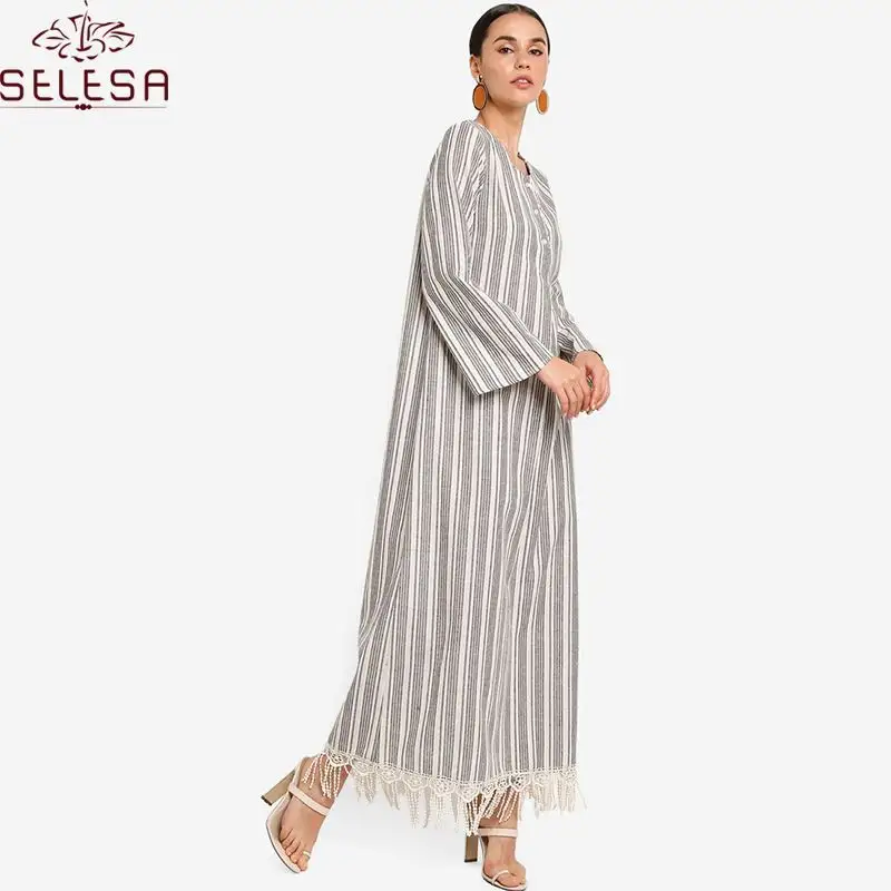 Nieuwste Vrouwen Tops Dubai Kaftan Jurk Casual Islamitische Kleding Jurken Caftan Marocain