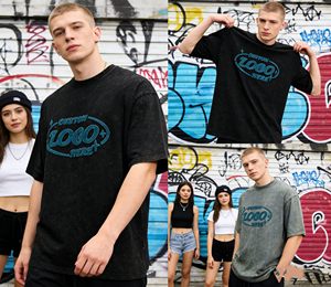 Camiseta para hombre de algodón 100% de alta calidad, lavada, desgastada, con grafiti, holgada y personalizada, nueva llegada, gran oferta. - Product Image 3