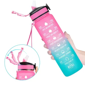 2023 35 oz With Time Drink Straw Water Bottle Marker Leakproof BPA Free Sports Drinking Utensils for Fitness Gym Outdoor