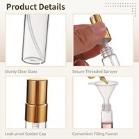 Bouteilles de parfum rechargeables en verre cylindriques de 10ml, 50 pièces, Mini flacons pulvérisateurs portables, conteneurs d'échantillons de voyage, brume fine