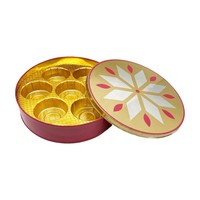 Boîte ronde en fer blanc Mooncake avec couvercle relevable pour emballage alimentaire et métallique durable et élégant