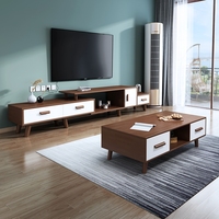 Modernes Luxus-Marmor-Top Holz-MDF-Melamin Wohnzimmer Schwebendes Schrankmöbel-Design Couchtisch-Set TV-Ständer