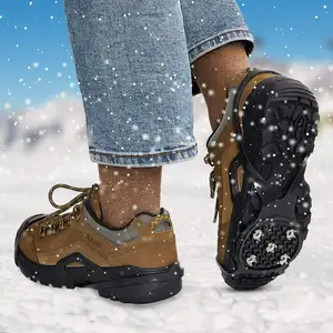 Pinza antideslizante Spikes Claw Zapatos antideslizantes Botas cubierta Pad Ice Cleats con 5 clavos de acero inoxidable para senderismo Esquí Caminar