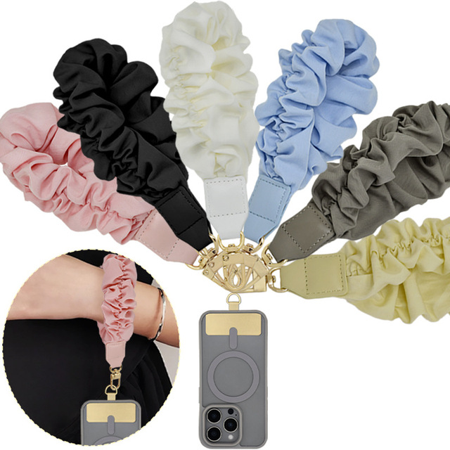 New Fashion Portable Women Phone Lanyard Wrinkle Elastic Phone Pendant Short Wrist Strap