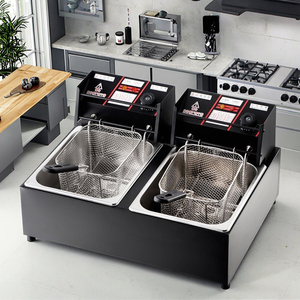 Friteuse électrique commerciale économique en acier inoxydable KITWIN 10L + 10L Double cylindre 5000W Garantie 1 an Équipement de cuisine - Product Image 1