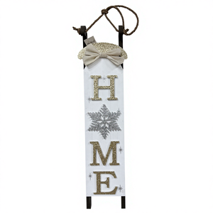 Décoration de Noël à paillettes sur le thème de Noël, traîneau suspendu en bois, ornements de Noël - Product Image 6